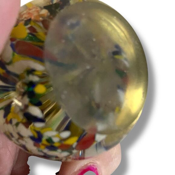 Vintage MULTI COLORED Blown Art Glass Paperweight India Pontil - Picture 3 of 5